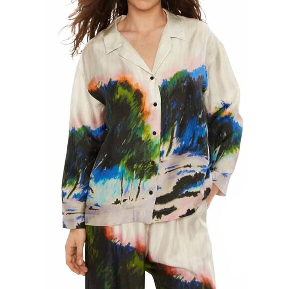 NEW MUNTHE sachu painted silk shirt in grey